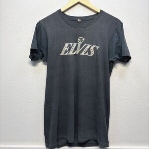 Vtg Elvis Presley Single Stitch 1960/70s Black T-Shirt Sz L NOT a Reprint Flawed